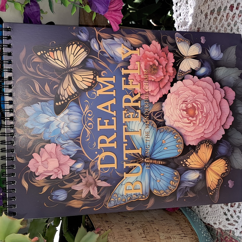 🆕DREAM BUTTERFLY in Flowers 🪻🦋🌺 Spiral Bound Coloring Book - Picture 11 of 12